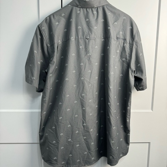 Marmot Tent Print Short Sleeve Button Up Shirt Gray Size XL - Picture 4 of 10